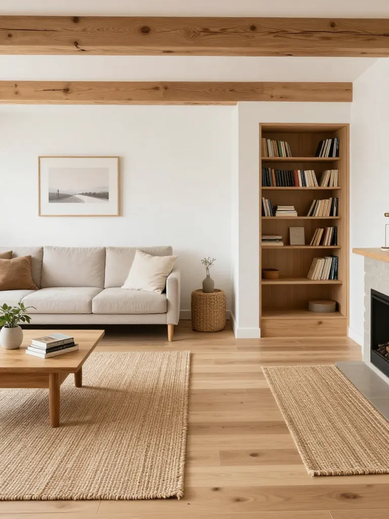10. Double Jute Rugs Defining an Open-Concept Space