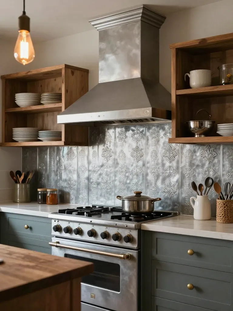 7. Pressed Tin or Metal Backsplash Panels