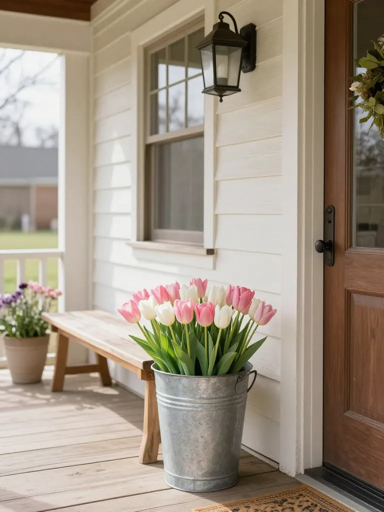 1. The Galvanized Bucket and Tulip Combo