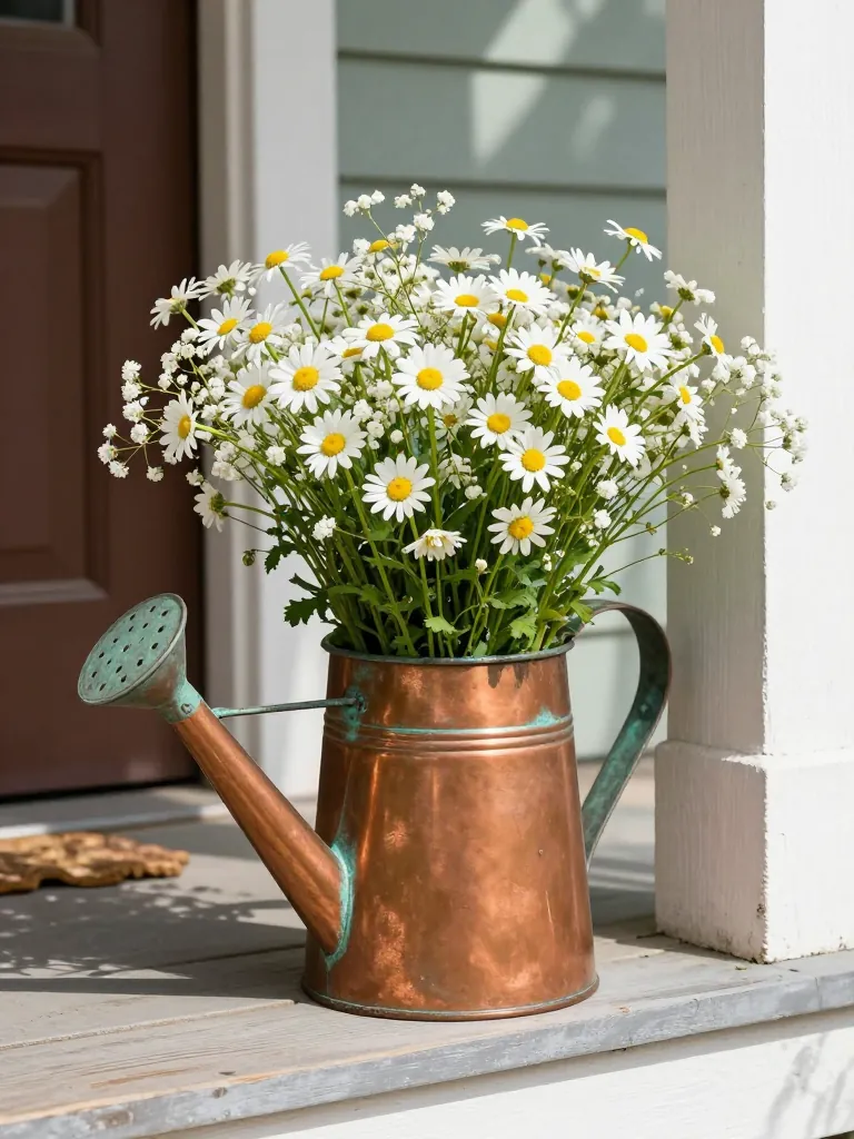 5. Vintage Watering Can with Wildflowers