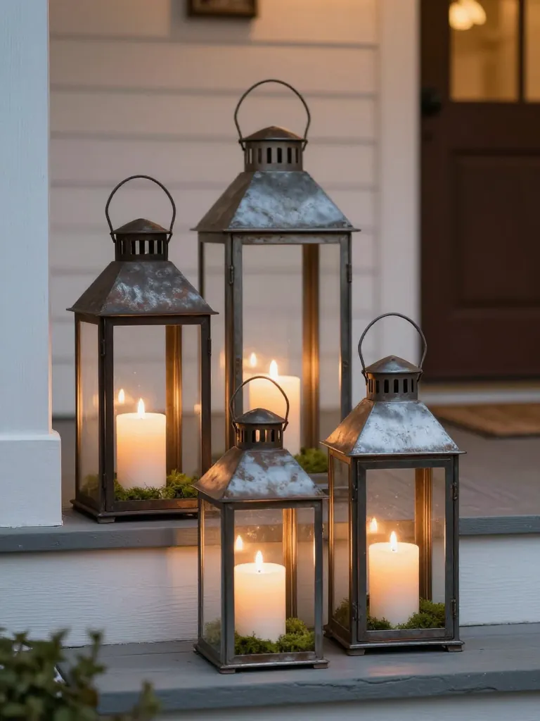 6. Lantern Trio with Candles and Moss