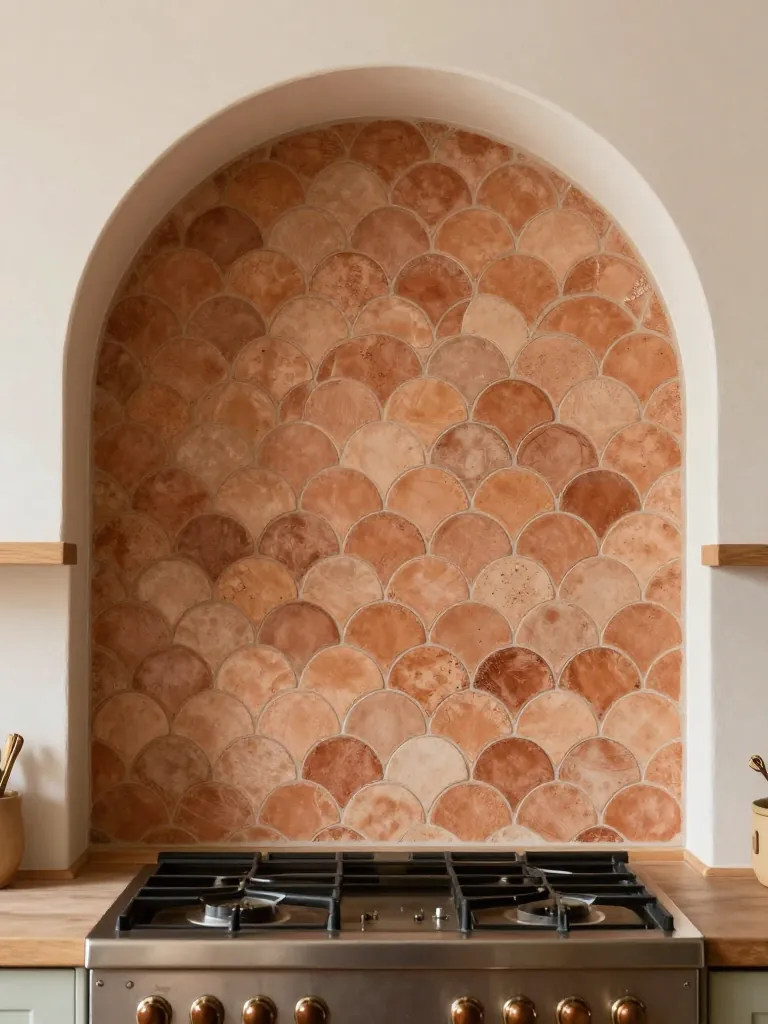 7. Terracotta Zellige in Fish Scale Pattern